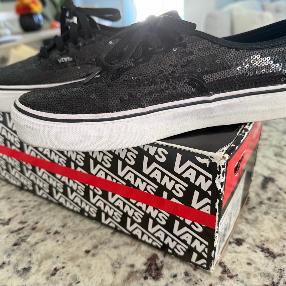 Vans Black Sequin Low-Top Sneakers